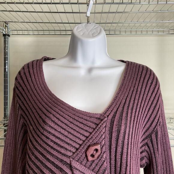 Fiber Arts Women's‎ Purple Asymmetrical Hem Ribbed Knit Sweater Est. Size XL - Picture 5 of 9